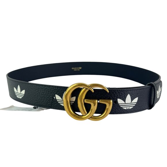 GUCCI X ADIDAS Marmont Black Leather GG Buckle Men Belt Made in Italy 100-40 - Picture 2 of 10